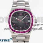 NAUTILUS 5711 SS GPF 1:1 BEST EDITION GRAY DIAL PURPLE DIAMONDS BEZEL ON SS BRACELET 324CS