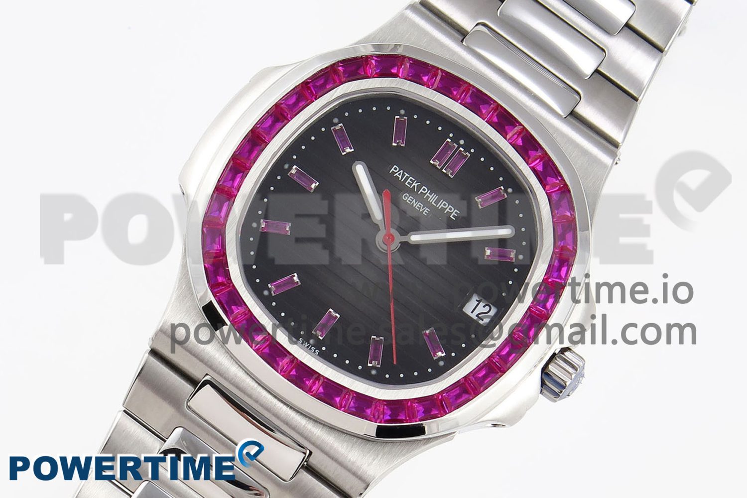NAUTILUS 5711 SS GPF 1:1 BEST EDITION GRAY DIAL PURPLE DIAMONDS BEZEL ON SS BRACELET 324CS - Image 2