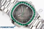 NAUTILUS 5711 SS GPF 1:1 BEST EDITION GRAY DIAL GREEN DIAMONDS BEZEL ON SS BRACELET 324CS - Image 3