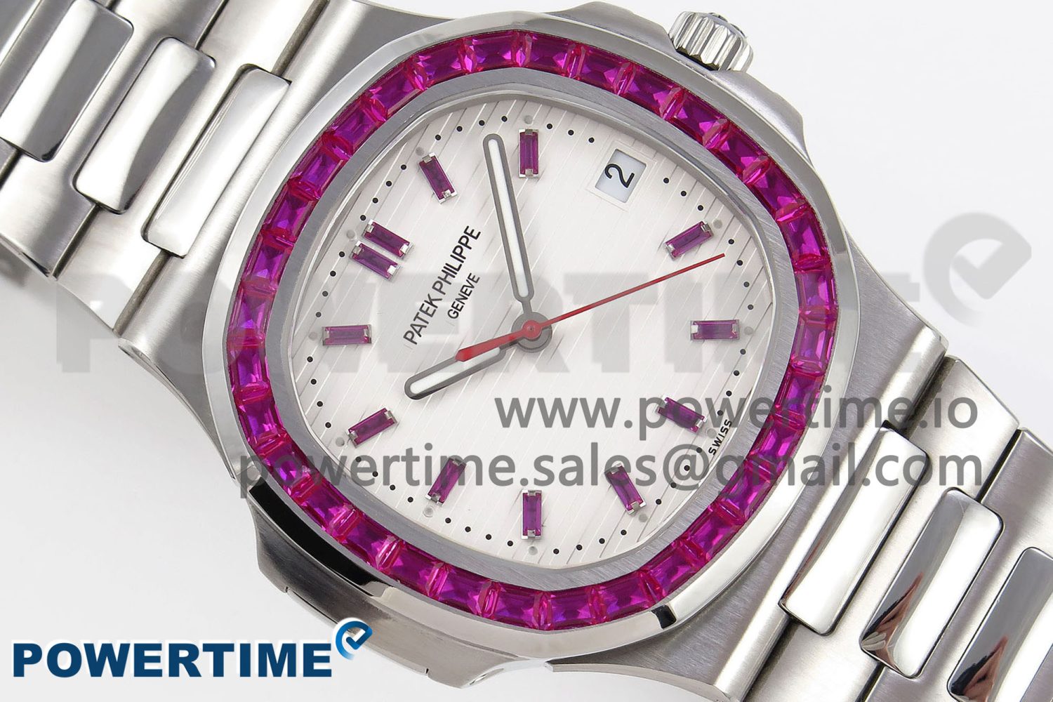 NAUTILUS 5711 SS GPF 1:1 BEST EDITION WHITE DIAL PURPLE DIAMONDS BEZEL ON SS BRACELET 324CS - Image 3