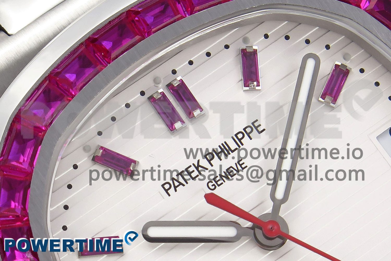 NAUTILUS 5711 SS GPF 1:1 BEST EDITION WHITE DIAL PURPLE DIAMONDS BEZEL ON SS BRACELET 324CS - Image 4