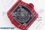RM035 RED CARBON T+F BEST EDITION SKELETON DIAL ON WHITE RUBBER STRAP CLONE RMUL2 - Image 9