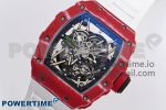 RM035 RED CARBON T+F BEST EDITION SKELETON DIAL ON WHITE RUBBER STRAP CLONE RMUL2 - Image 2