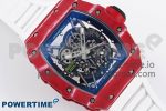 RM035 RED CARBON T+F BEST EDITION SKELETON DIAL ON WHITE RUBBER STRAP CLONE RMUL2 - Image 3