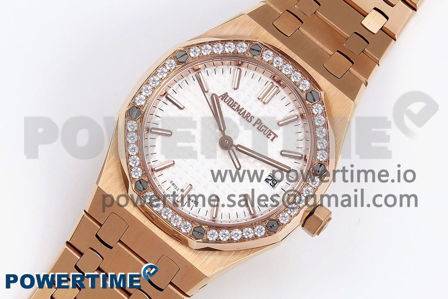 ROYAL OAK 33MM LADIES RG 8F BEST EDITION WHITE DIAL DIAMONDS BEZEL ON RG BRACELET QUARTZ - Image 2