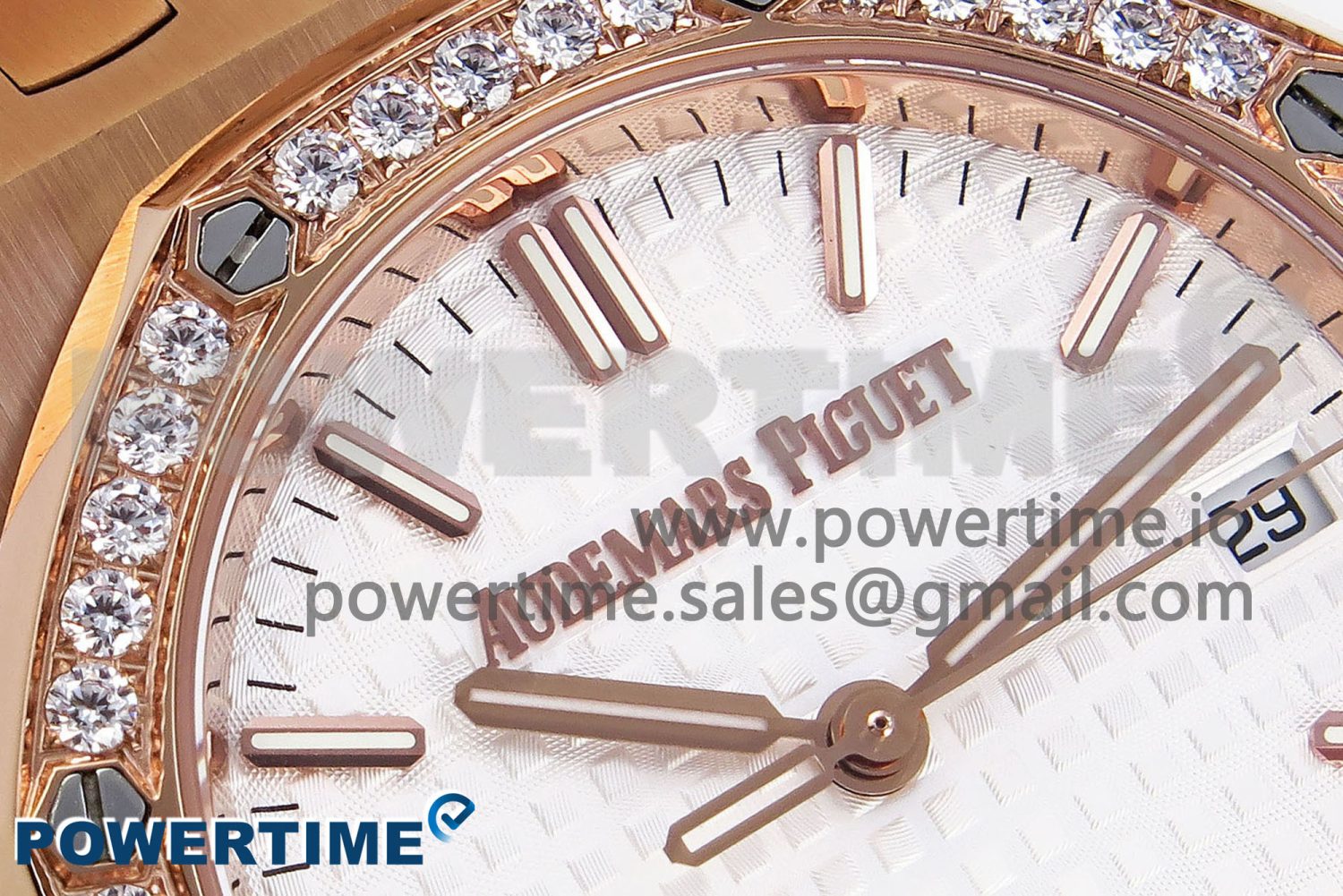ROYAL OAK 33MM LADIES RG 8F BEST EDITION WHITE DIAL DIAMONDS BEZEL ON RG BRACELET QUARTZ - Image 4
