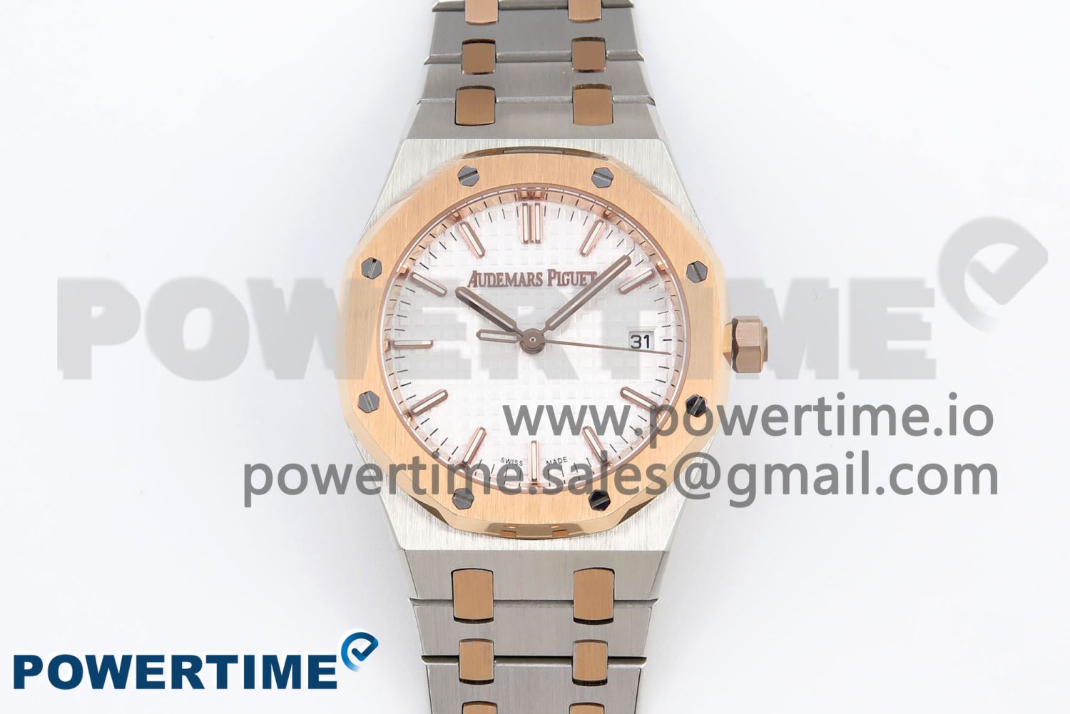 ROYAL OAK 33MM LADIES SS/RG 8F BEST EDITION WHITE DIAL DIAMONDS BEZEL ON SS/RG BRACELET QUARTZ - Image 1