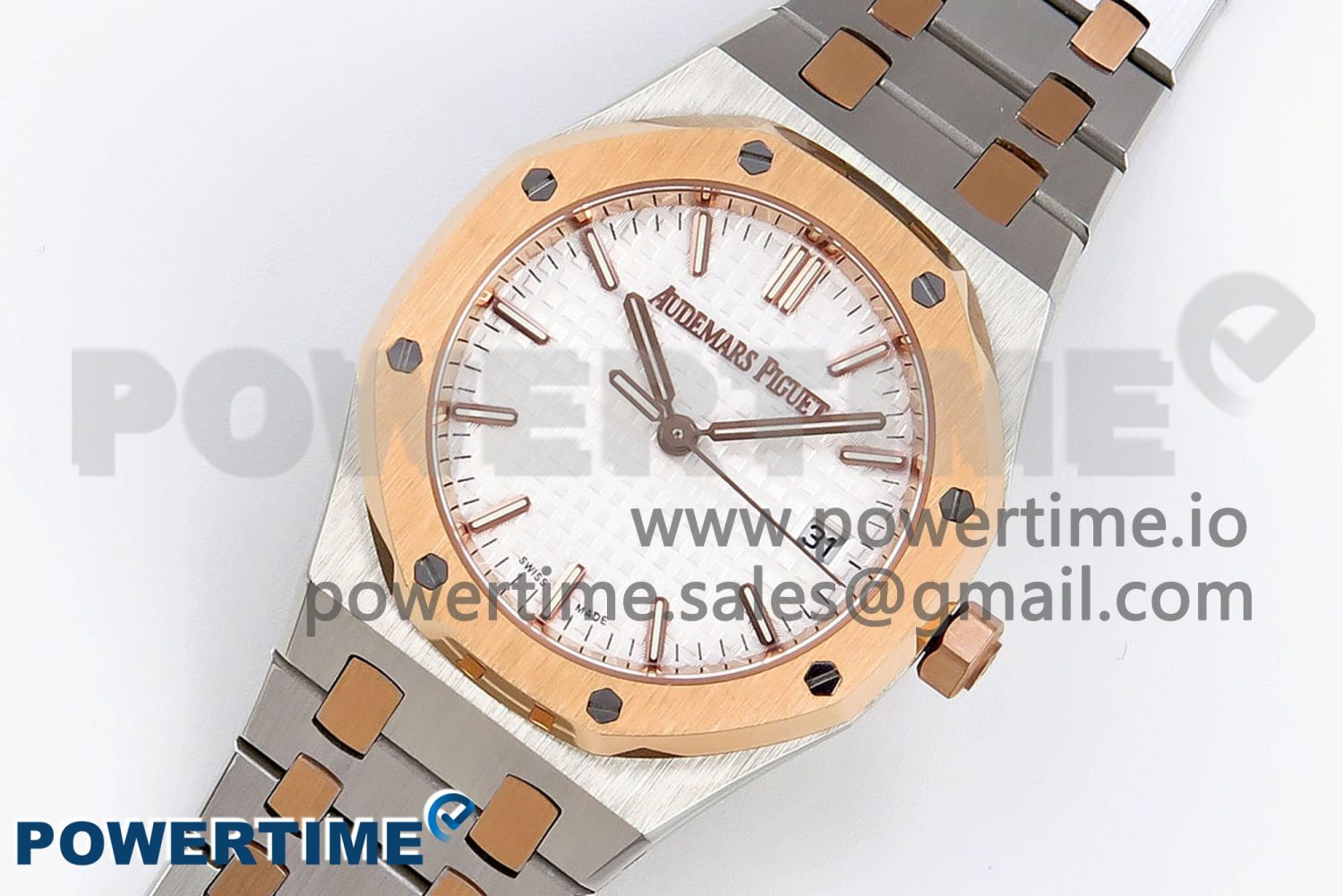 ROYAL OAK 33MM LADIES SS/RG 8F BEST EDITION WHITE DIAL DIAMONDS BEZEL ON SS/RG BRACELET QUARTZ - Image 2