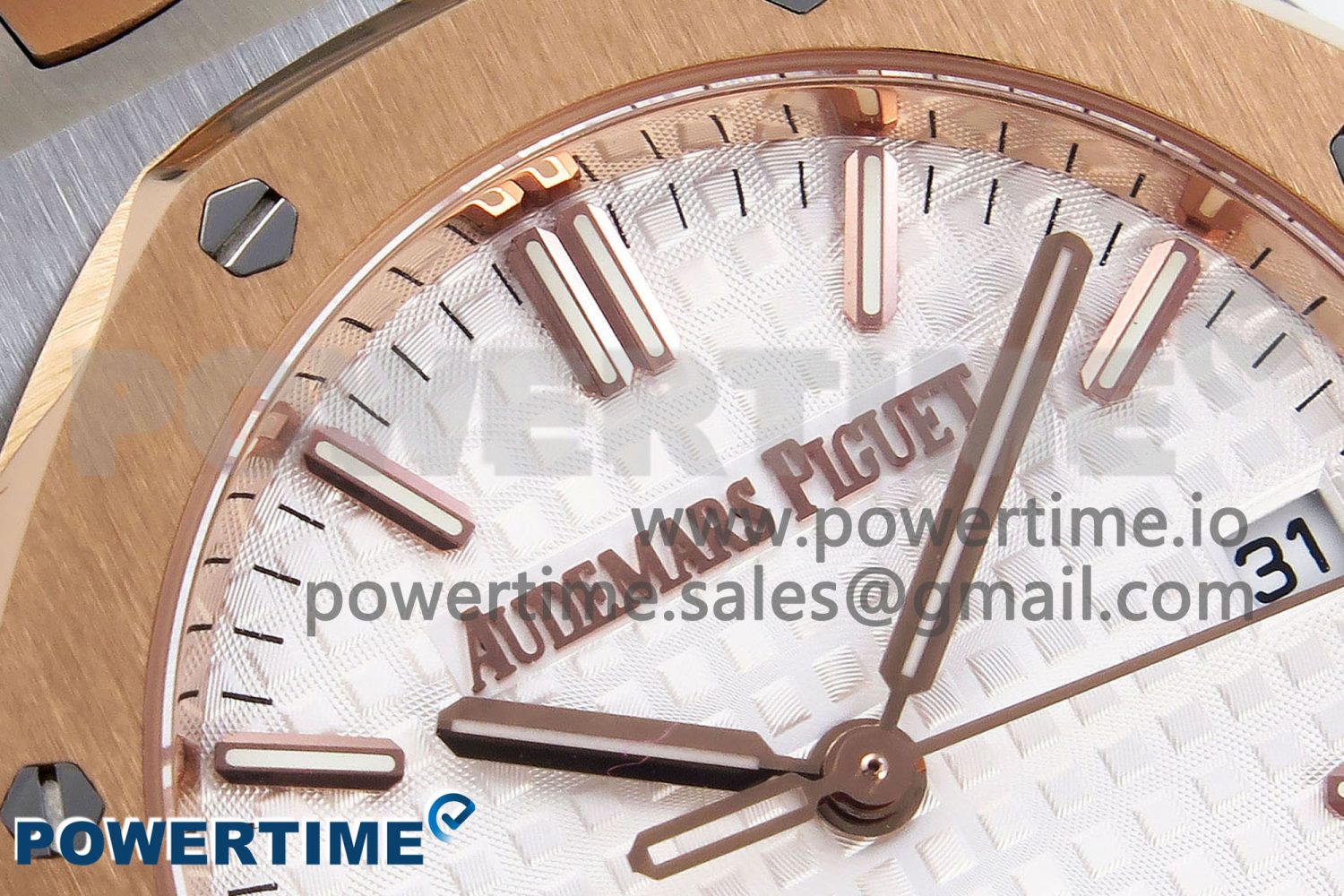 ROYAL OAK 33MM LADIES SS/RG 8F BEST EDITION WHITE DIAL DIAMONDS BEZEL ON SS/RG BRACELET QUARTZ - Image 4