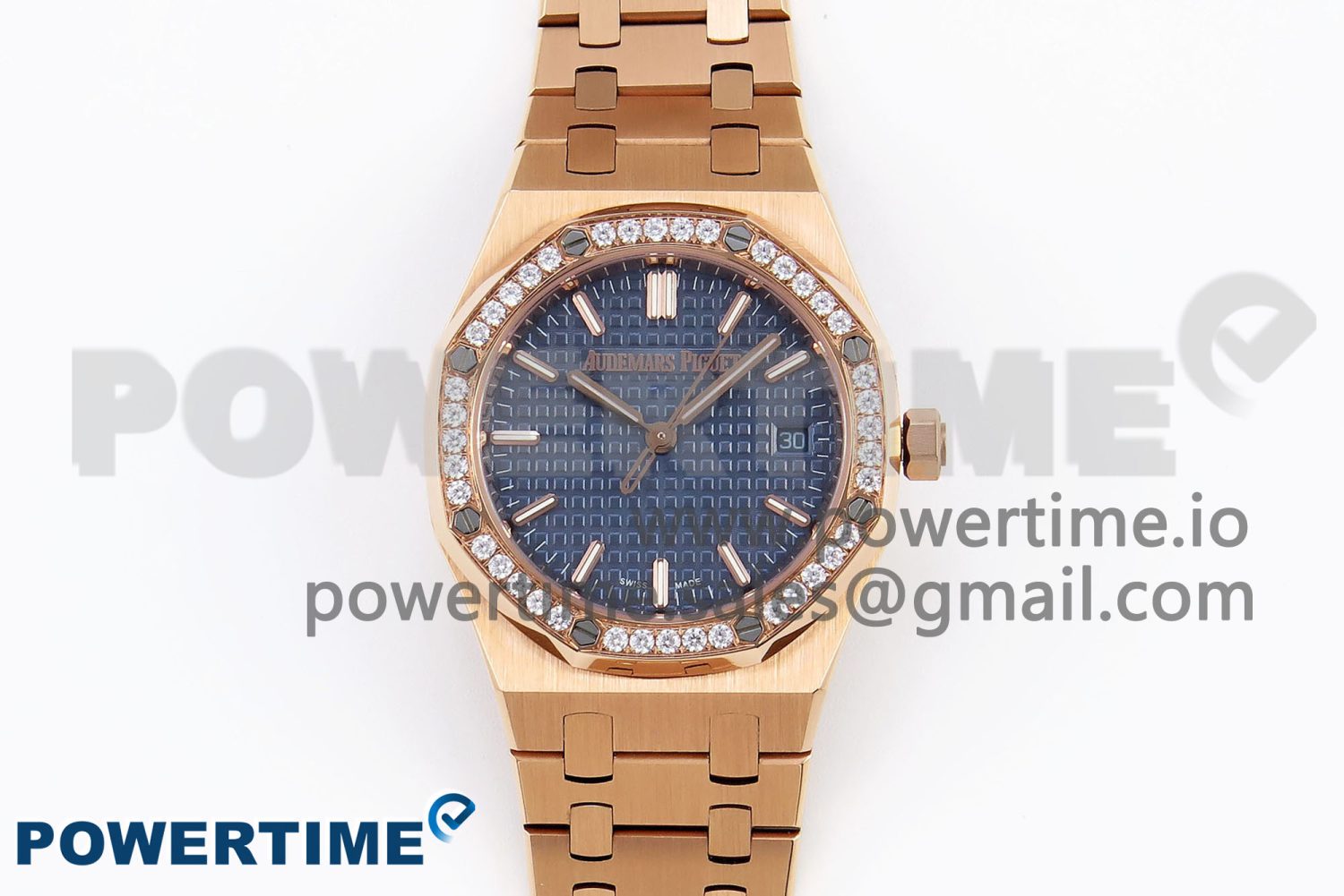 ROYAL OAK 33MM LADIES RG 8F BEST EDITION BLUE DIAL DIAMONDS BEZEL ON RG BRACELET QUARTZ - Image 1