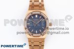 ROYAL OAK 33MM LADIES RG 8F BEST EDITION BLUE DIAL DIAMONDS BEZEL ON RG BRACELET QUARTZ