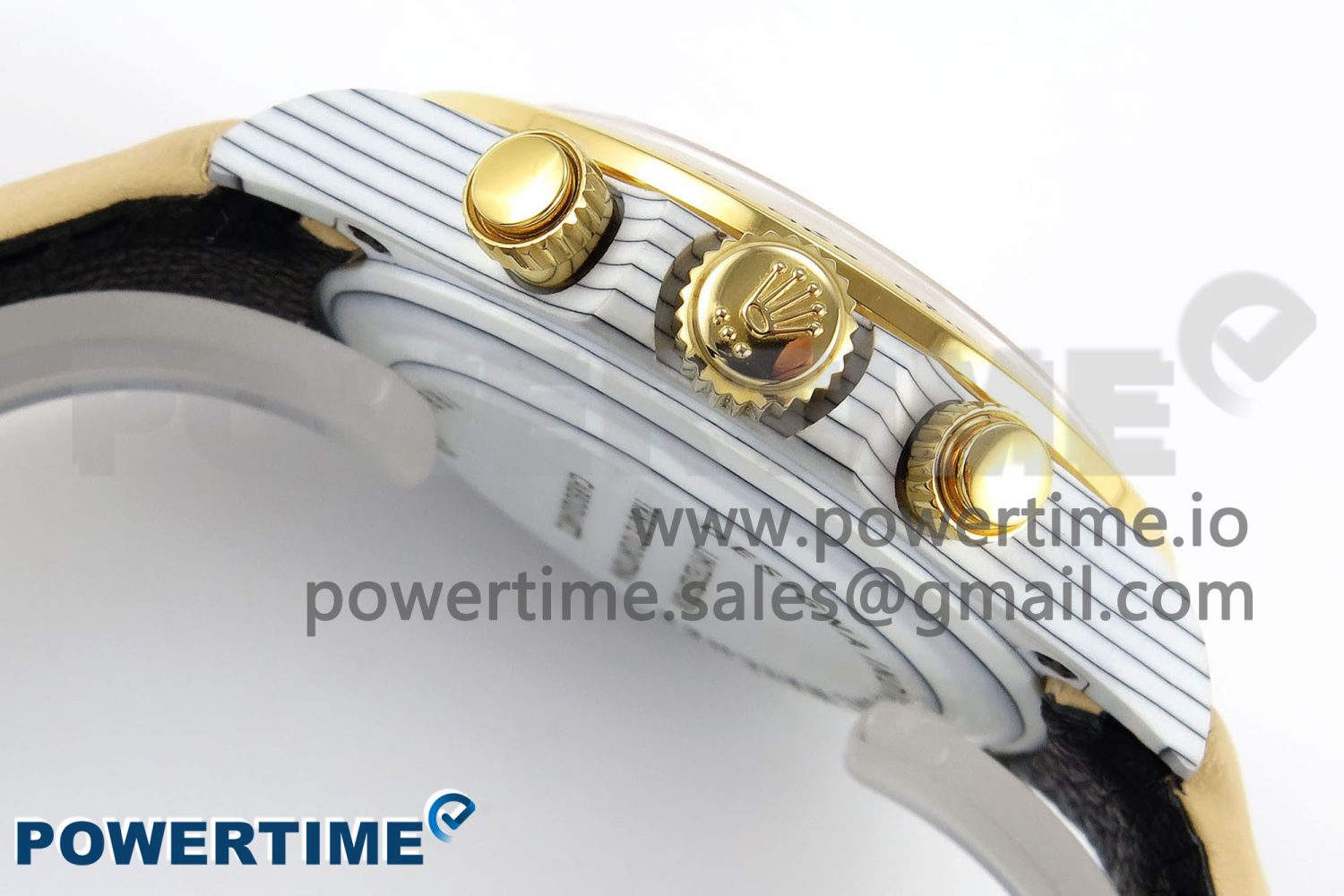 Daytona DIW White Carbon Case YG Bezel Noob Best Edition Beige Dial on Beige Nylon Strap SA4130 - Image 7