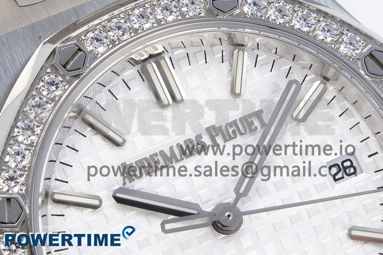 ROYAL OAK 33MM LADIES SS 8F BEST EDITION WHITE DIAL DIAMONDS BEZEL ON SS BRACELET QUARTZ - Image 4