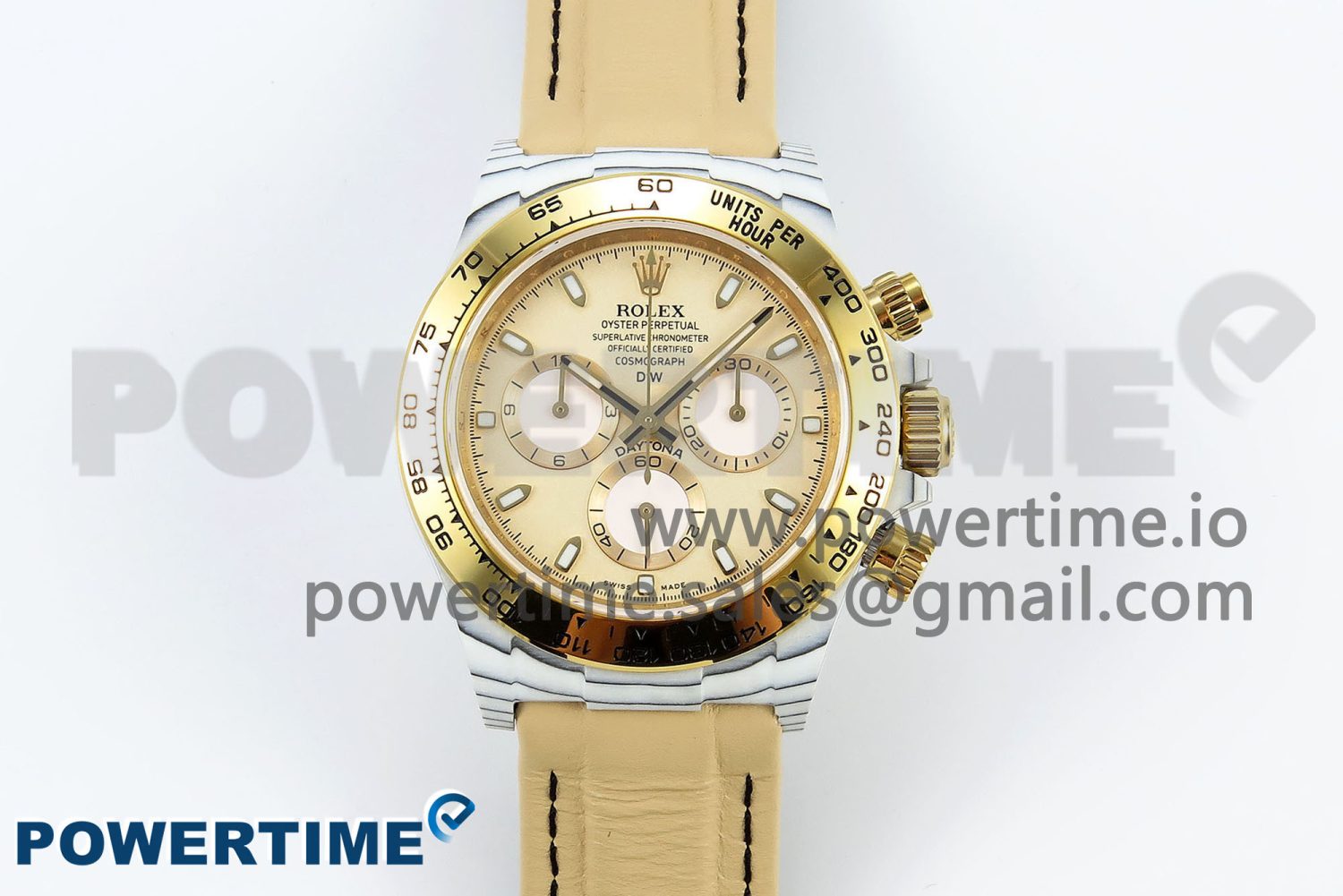 Daytona DIW White Carbon Case YG Bezel Noob Best Edition Beige Dial on Beige Nylon Strap SA4130 - Image 1