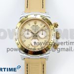 Daytona DIW White Carbon Case YG Bezel Noob Best Edition Beige Dial on Beige Nylon Strap SA4130