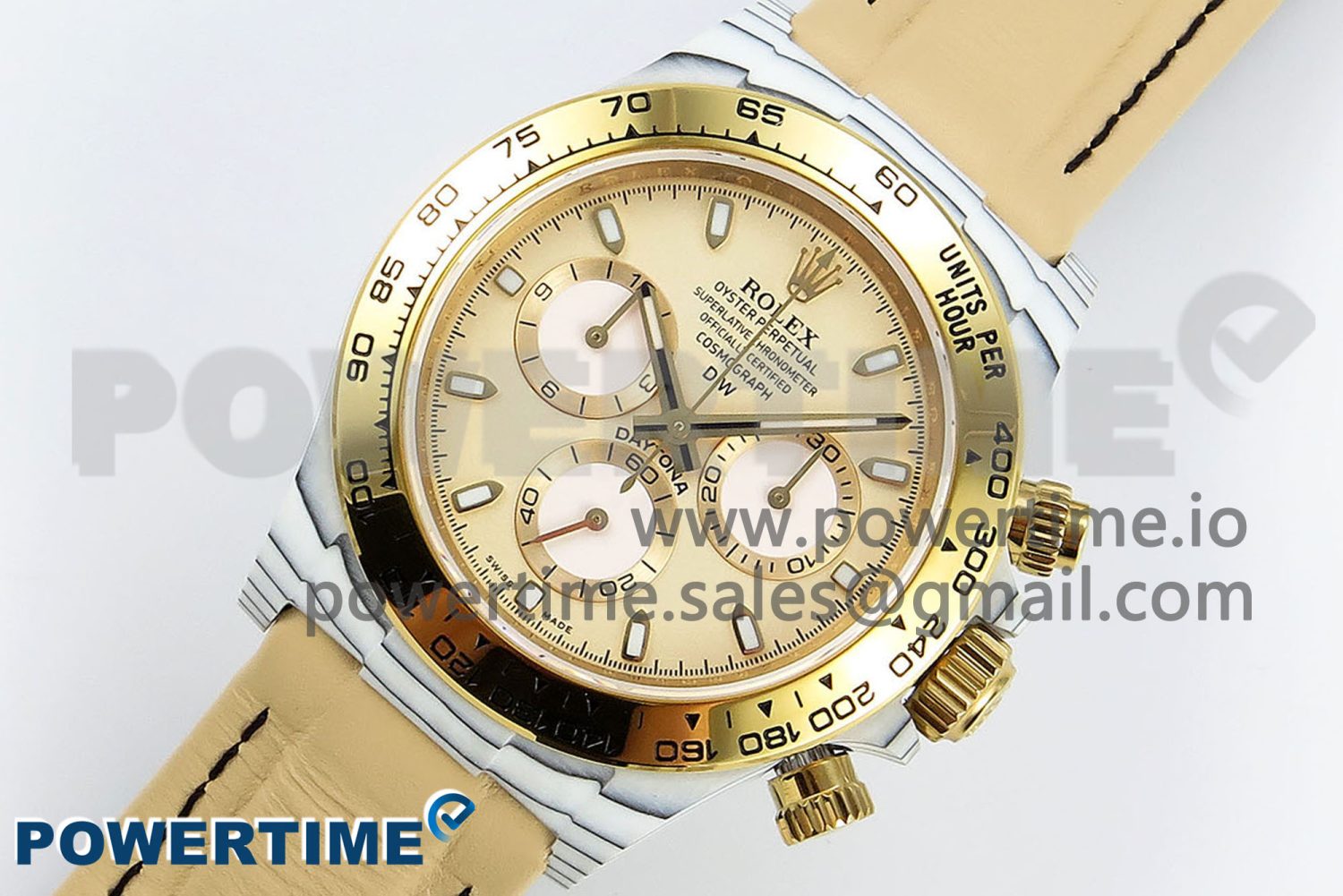 Daytona DIW White Carbon Case YG Bezel Noob Best Edition Beige Dial on Beige Nylon Strap SA4130 - Image 2