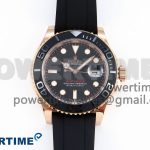 YACHT-MASTER 126655 GAIN WEIGHT RG/TUNGSTEN GOLD ARF 1:1 BEST EDITION BLACK CERAMIC BEZEL ON OYSTERFLEX RUBBER STRAP VS3235