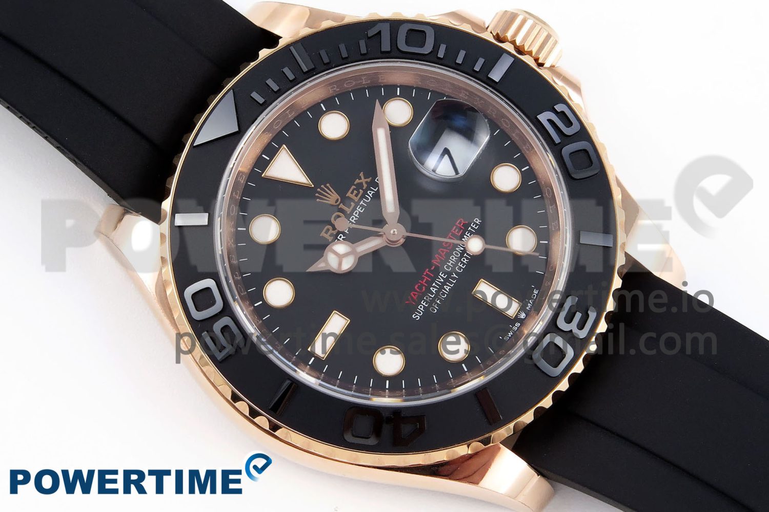 YACHT-MASTER 126655 GAIN WEIGHT RG/TUNGSTEN GOLD ARF 1:1 BEST EDITION BLACK CERAMIC BEZEL ON OYSTERFLEX RUBBER STRAP VS3235 - Image 3
