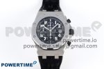 Royal Oak Offshore 42mm SS APF 1:1 Best Edition Black Dial White Markers on Black Leather Strap A7750