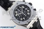 Royal Oak Offshore 42mm SS APF 1:1 Best Edition Black Dial White Markers on Black Leather Strap A7750 - Image 3