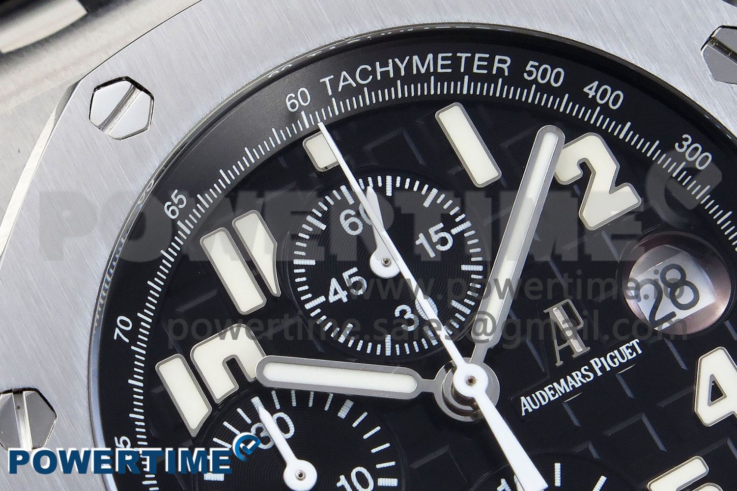 Royal Oak Offshore 42mm SS APF 1:1 Best Edition Black Dial White Markers on Black Leather Strap A7750 - Image 4
