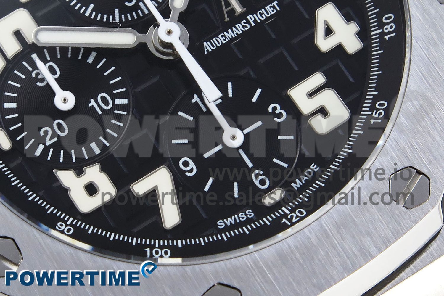 Royal Oak Offshore 42mm SS APF 1:1 Best Edition Black Dial White Markers on Black Leather Strap A7750 - Image 5