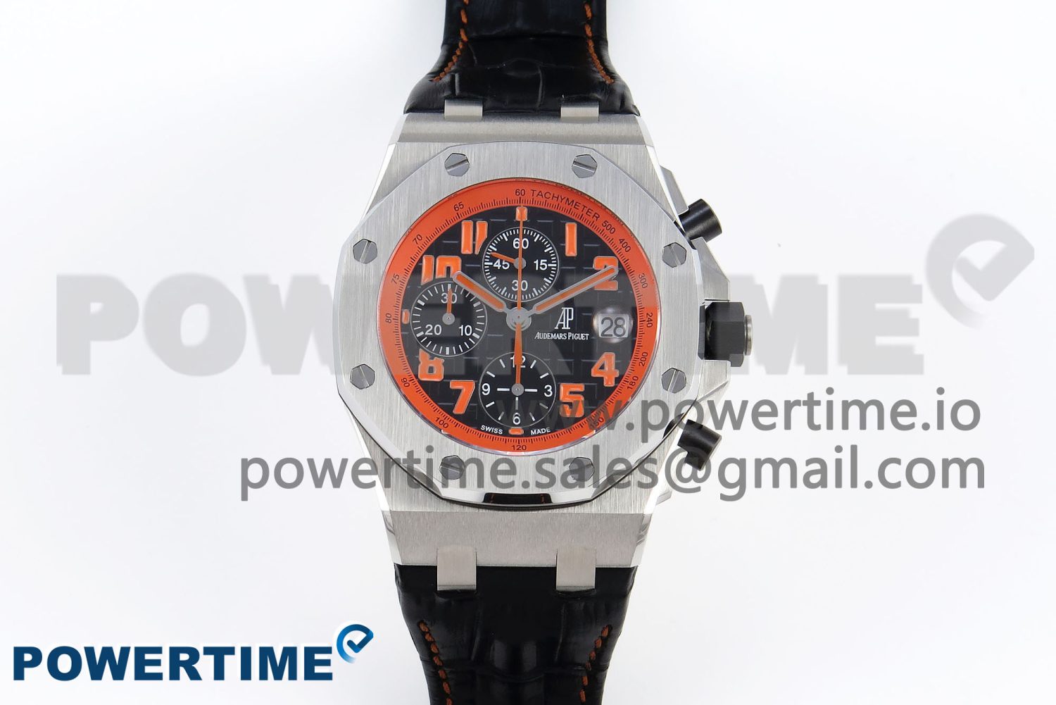 Royal Oak Offshore 42mm SS APF 1:1 Best Edition Black Dial Orange Markers on Black Leather Strap A7750 - Image 1