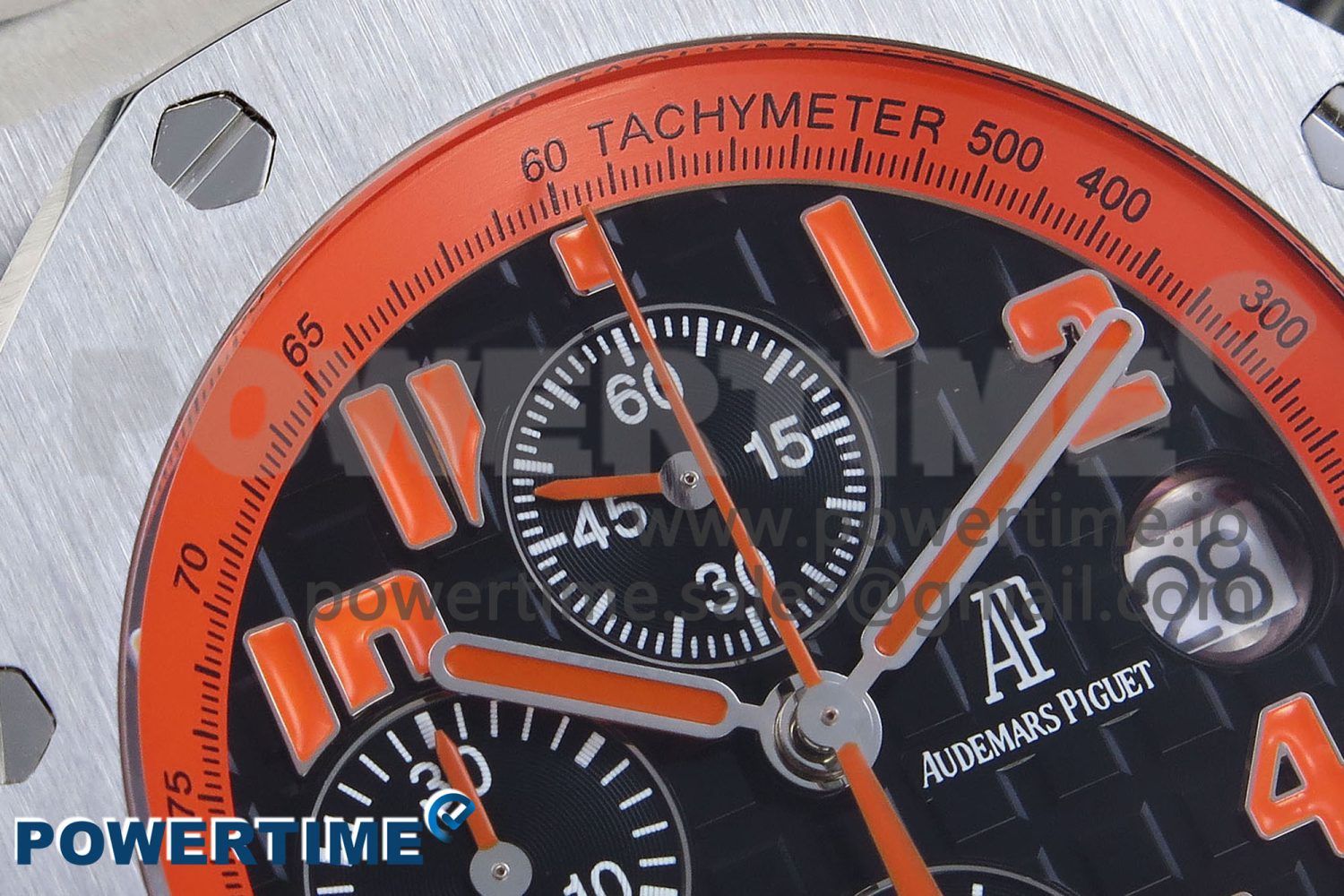 Royal Oak Offshore 42mm SS APF 1:1 Best Edition Black Dial Orange Markers on Black Leather Strap A7750 - Image 4
