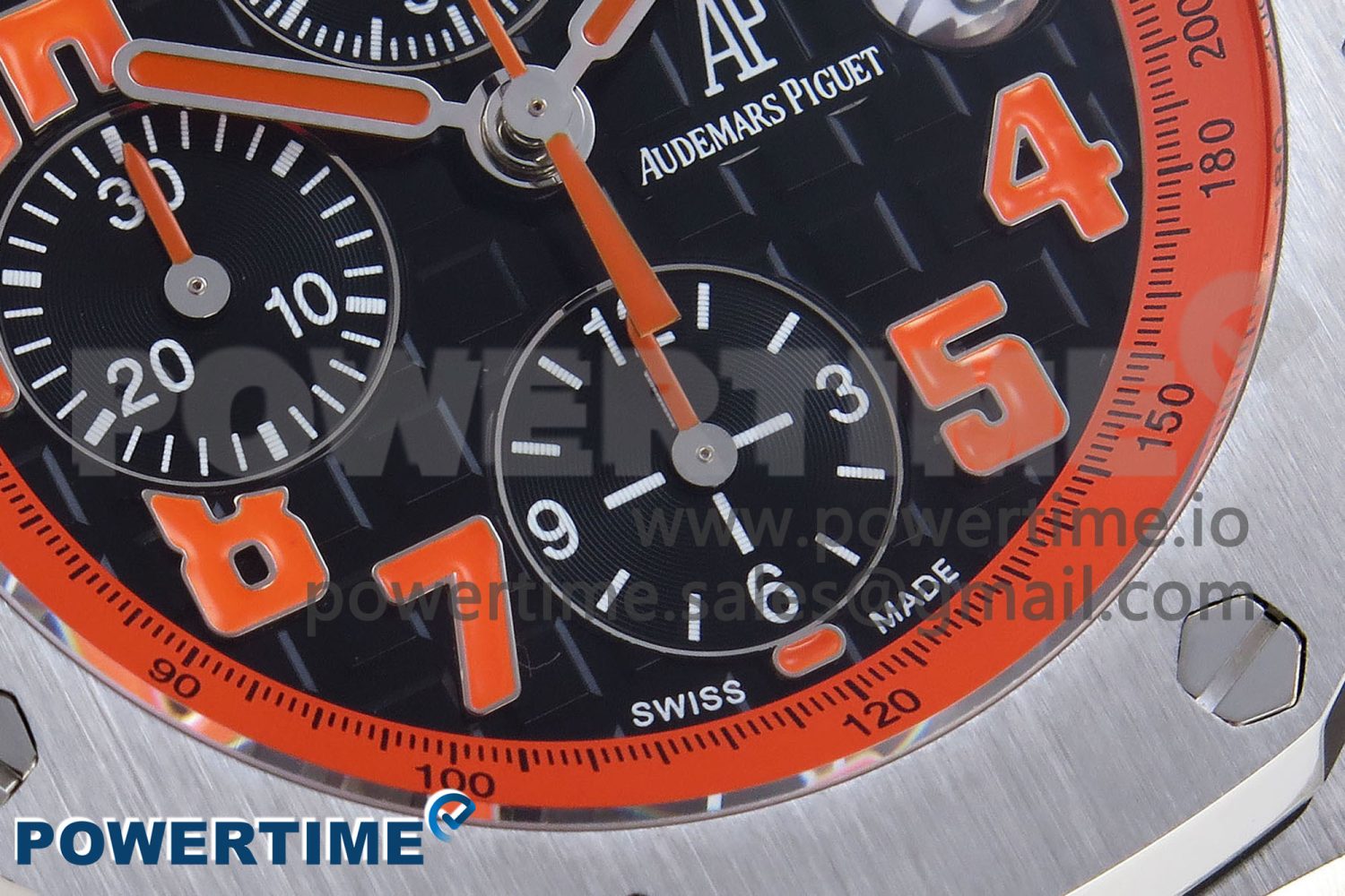 Royal Oak Offshore 42mm SS APF 1:1 Best Edition Black Dial Orange Markers on Black Leather Strap A7750 - Image 5