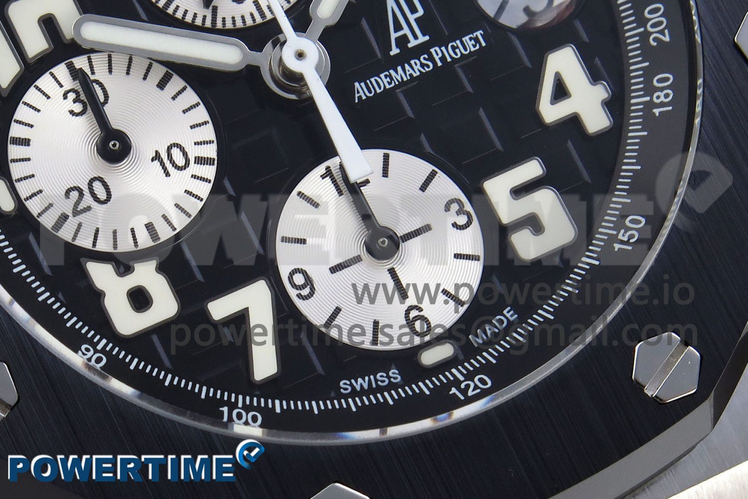 Royal Oak Offshore 42mm SS APF 1:1 Best Edition Black Dial White Markers Ceramic Bezel on Black Rubber Strap A7750 - Image 5