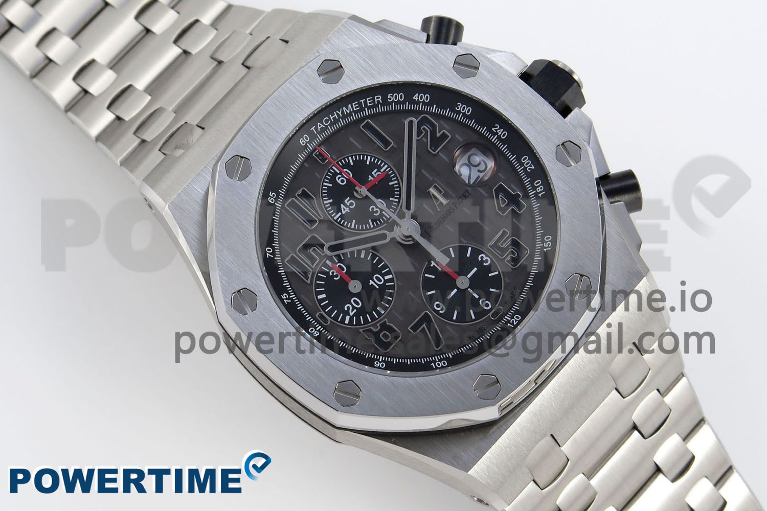 Royal Oak Offshore 42mm SS APF 1:1 Best Edition Gray Dial Black Markers on SS Bracelet A7750 - Image 3