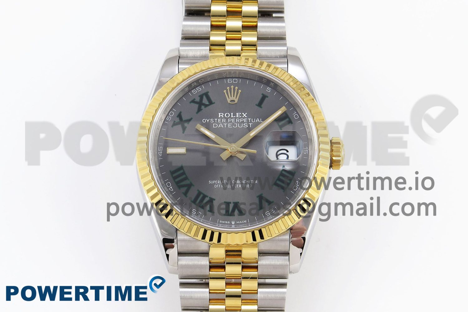 DateJust 36 SS/YG 126233 VSF 1:1 Best Edition 904L Steel Gray Dial Green Roman Marker on Jubilee Bracelet VS3235 - Image 1