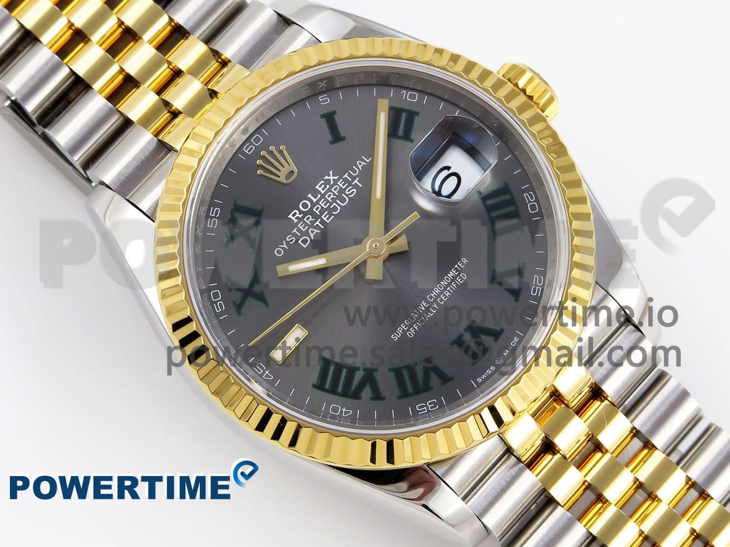 DateJust 36 SS/YG 126233 VSF 1:1 Best Edition 904L Steel Gray Dial Green Roman Marker on Jubilee Bracelet VS3235 - Image 3