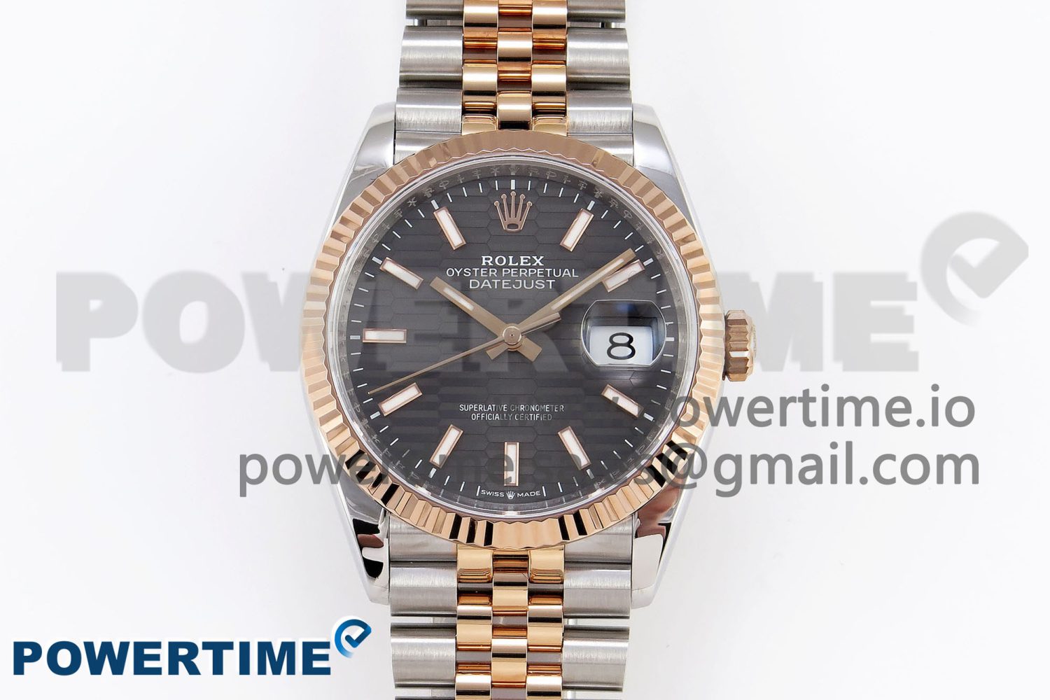 DateJust 36 SS/RG 126231 VSF 1:1 Best Edition 904L Steel Gray Textured Stick Dial on Jubilee Bracelet VS3235 - Image 1