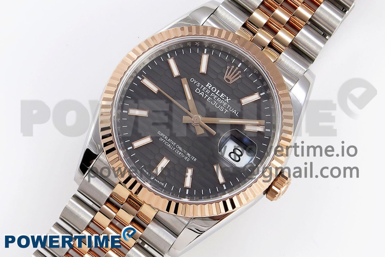 DateJust 36 SS/RG 126231 VSF 1:1 Best Edition 904L Steel Gray Textured Stick Dial on Jubilee Bracelet VS3235 - Image 2