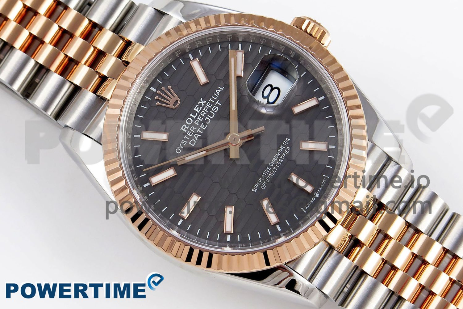 DateJust 36 SS/RG 126231 VSF 1:1 Best Edition 904L Steel Gray Textured Stick Dial on Jubilee Bracelet VS3235 - Image 3