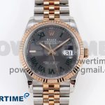 DateJust 36 SS/RG 126231 VSF 1:1 Best Edition 904L Steel Gray Dial Green Roman Marker on Jubilee Bracelet VS3235