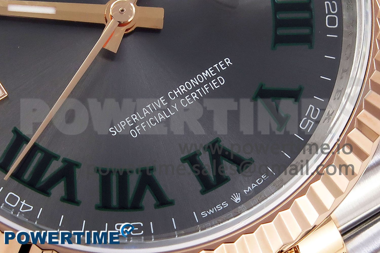 DateJust 36 SS/RG 126231 VSF 1:1 Best Edition 904L Steel Gray Dial Green Roman Marker on Jubilee Bracelet VS3235 - Image 5