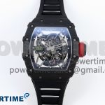RM035 BLACK CARBON SONIC BEST EDITION SKELETON DIAL ON BLACK RUBBER STRAP CLONE RMUL2