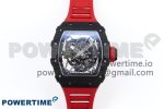 RM035 BLACK CARBON SONIC BEST EDITION SKELETON DIAL ON RED RUBBER STRAP CLONE RMUL2