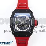 RM035 BLACK CARBON SONIC BEST EDITION SKELETON DIAL ON RED RUBBER STRAP CLONE RMUL2