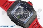 RM035 BLACK CARBON SONIC BEST EDITION SKELETON DIAL ON RED RUBBER STRAP CLONE RMUL2 - Image 3