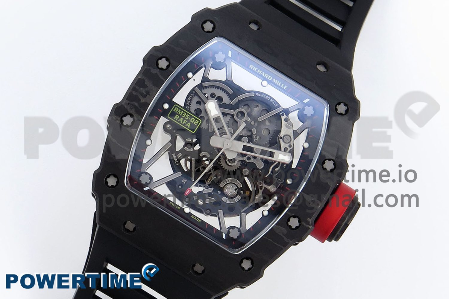 RM035 BLACK CARBON SONIC BEST EDITION SKELETON DIAL ON BLACK RUBBER STRAP CLONE RMUL2 - Image 2