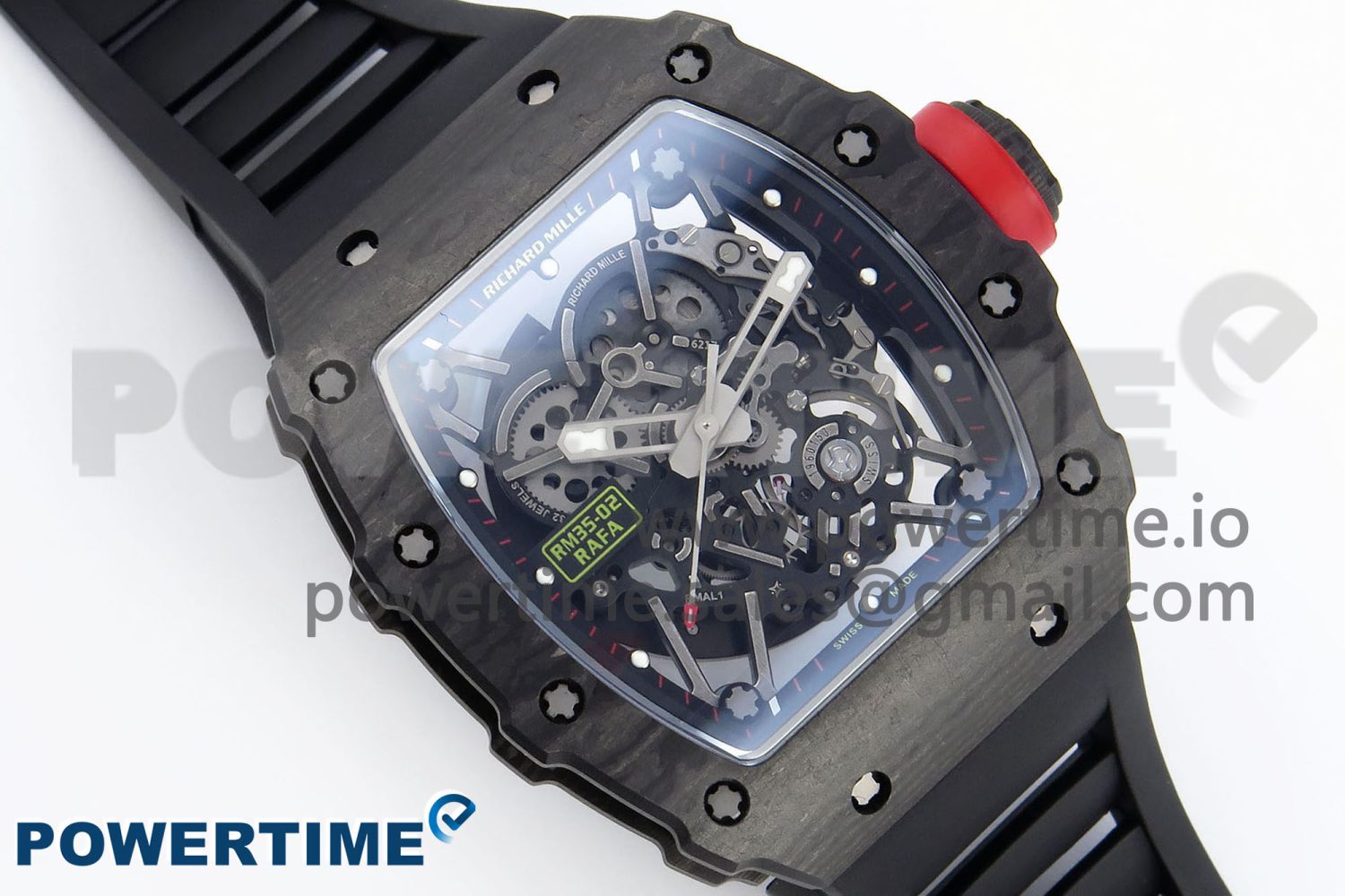 RM035 BLACK CARBON SONIC BEST EDITION SKELETON DIAL ON BLACK RUBBER STRAP CLONE RMUL2 - Image 3