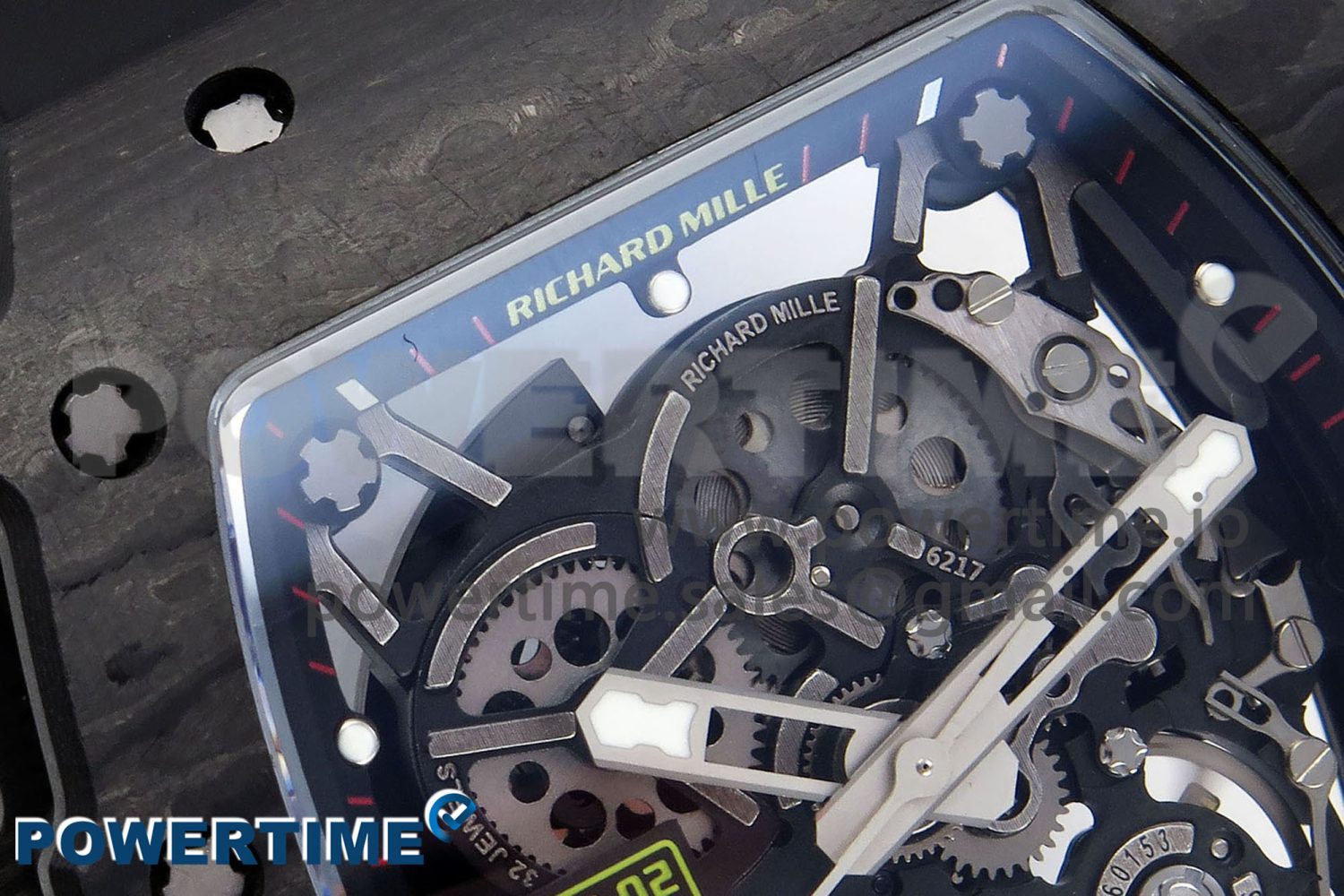 RM035 BLACK CARBON SONIC BEST EDITION SKELETON DIAL ON BLACK RUBBER STRAP CLONE RMUL2 - Image 4