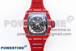 RM035 RED CARBON SONIC BEST EDITION SKELETON DIAL ON RED RUBBER STRAP CLONE RMUL2