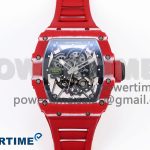 RM035 RED CARBON SONIC BEST EDITION SKELETON DIAL ON RED RUBBER STRAP CLONE RMUL2