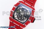 RM035 RED CARBON SONIC BEST EDITION SKELETON DIAL ON RED RUBBER STRAP CLONE RMUL2 - Image 2