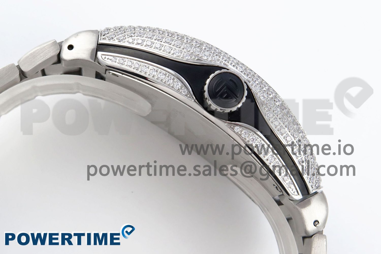VANGUARD SS FULL DIAMONDS ABF BEST EDITION DIAMONDS BLACK DIAL ON DIAMONDS BRACELET A2824 - Image 6