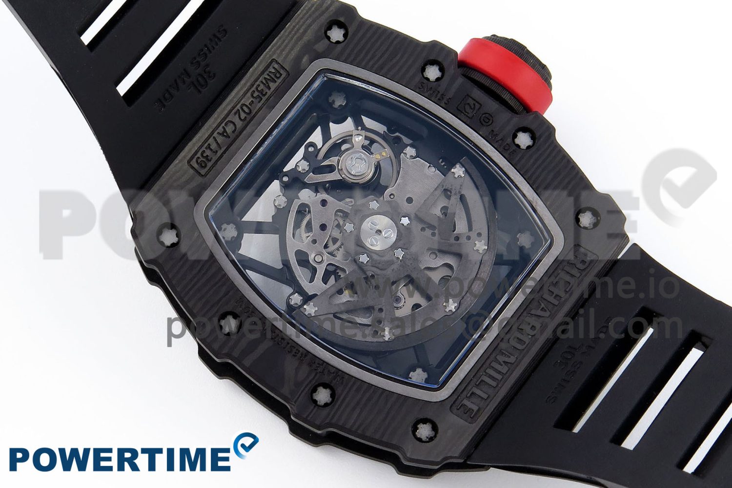 RM035 BLACK CARBON SONIC BEST EDITION SKELETON DIAL ON BLACK RUBBER STRAP CLONE RMUL2 - Image 8